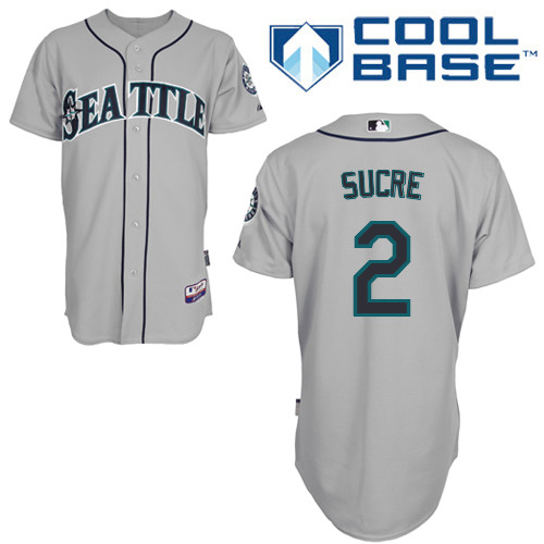 Jesus Sucre #2 MLB Jersey-Seattle Mariners Men's Authentic Road Gray Cool Base Baseball Jersey